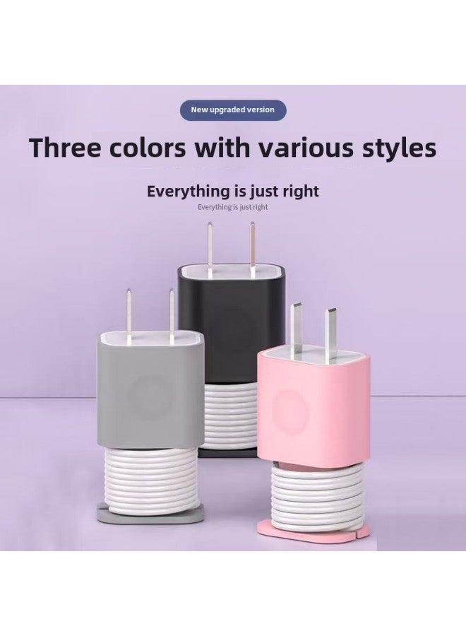 Suitable For Apple USB-C Fast Charging Charger Silicone Protective Cover 20w/18w Data Cable Winder Protective Cable Storage-Color:Pink  - Image 1