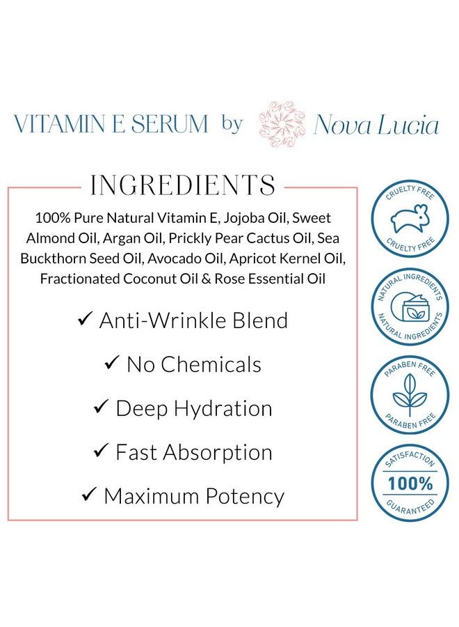 Nova Lucia Organic Vitamin E Oil For Skin Face Hair Oil For Hair Growth Stretch Mark Minimizer Moisturizer Hair Skin And Nails Vitamins Compare With Vitamin E Cream 4 Oz - Image 4