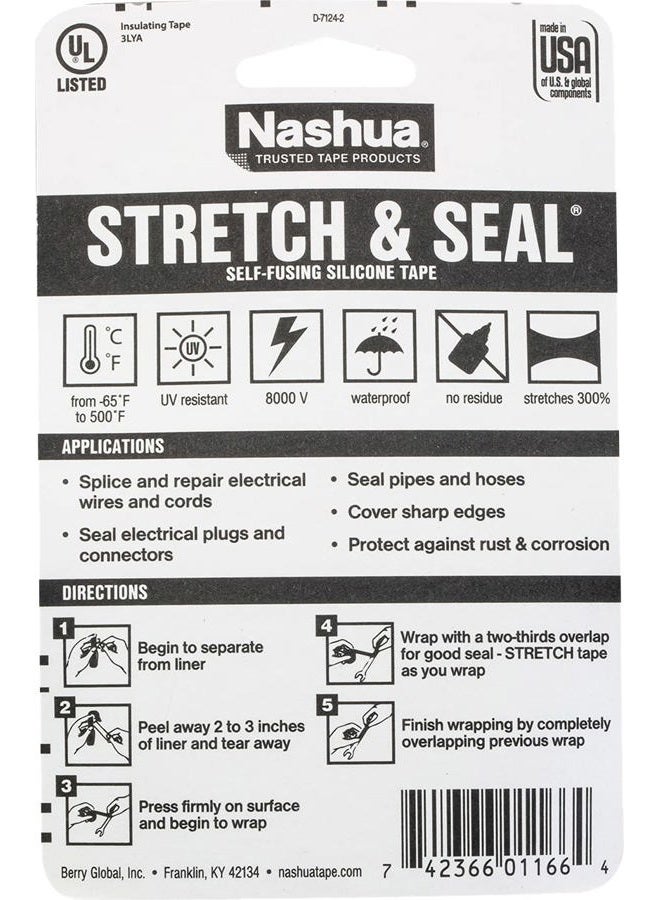 Nashua 1541204 1 in. x 10 ft. Stretch & Seal Self-Fusing Silicone Tape in Clear - Image 2