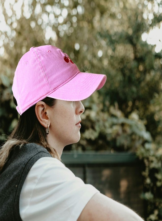 RLQWTKV Cherry Charm Baseball Cap Adjustable Embroidered Hat for Men Women Trucker Cap Pink - Image 5