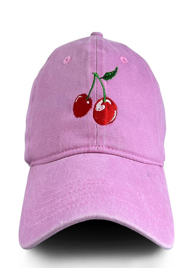 RLQWTKV Cherry Charm Baseball Cap Adjustable Embroidered Hat for Men Women Trucker Cap Pink - Image 1