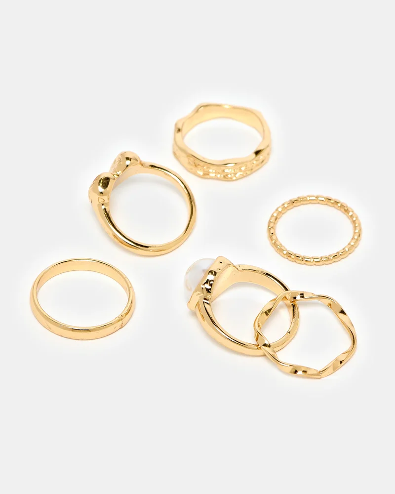 Redtag Women Gold Ring Set (6 Piece)