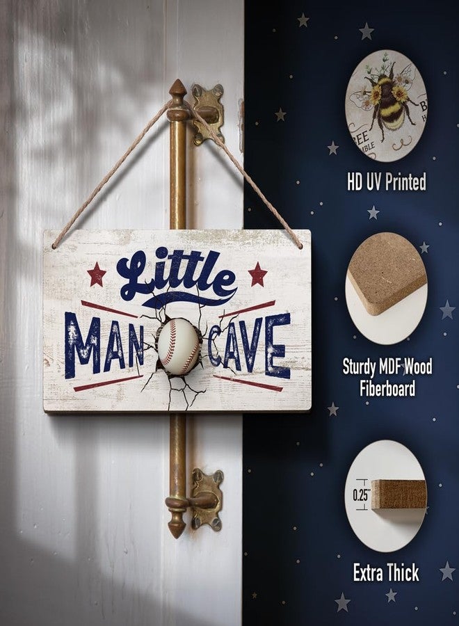 YZEXEZY Baseball Decor for Boys Room-Little Man Cave Sign 6"x12" Sports Decor Hanging Plaque for Boys Bedroom Playroom Classroom Nursery Baseball Lover - Image 2