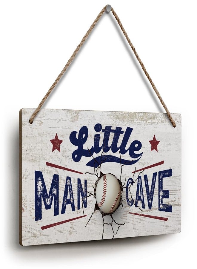 YZEXEZY Baseball Decor for Boys Room-Little Man Cave Sign 6"x12" Sports Decor Hanging Plaque for Boys Bedroom Playroom Classroom Nursery Baseball Lover - Image 1