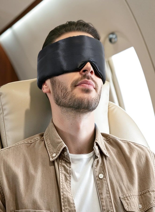 BeeVines Pure Silk 3D Sleep Mask for Men, Luxury 100% 22 Momme Mulberry Silk 3D Contoured Eye Mask, Zero Pressure on Eyes & Blackout Eye Mask for Sleeping, with Adjustable Band (Black - Image 4