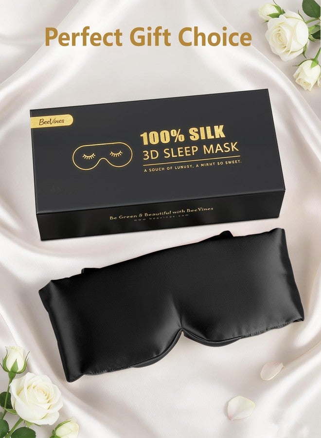 BeeVines Pure Silk 3D Sleep Mask for Men, Luxury 100% 22 Momme Mulberry Silk 3D Contoured Eye Mask, Zero Pressure on Eyes & Blackout Eye Mask for Sleeping, with Adjustable Band (Black - Image 5