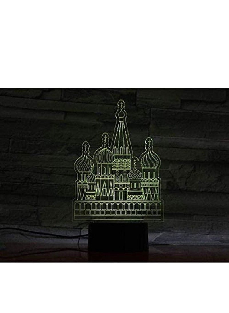althiqahkey Kremlin Russia Famous Building Moscow Model Illusion 3D Colors Changing LED Lamp Luminous Toys Children  - Image 1