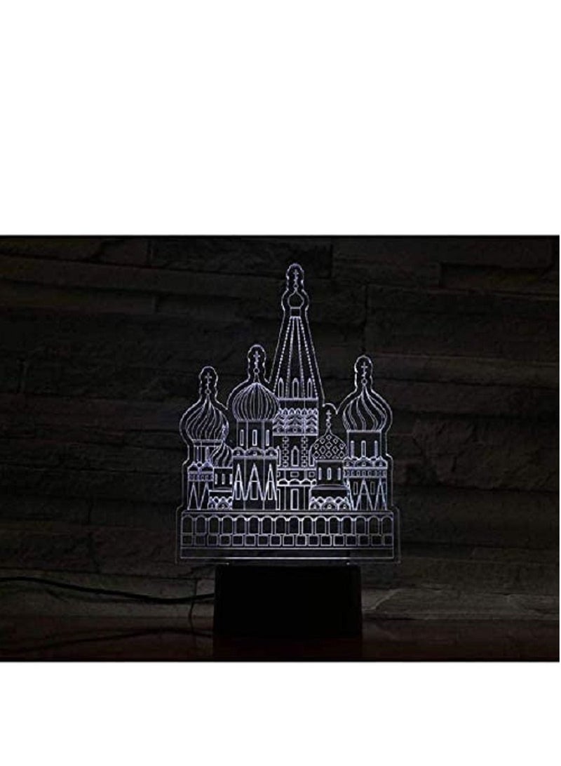 althiqahkey Kremlin Russia Famous Building Moscow Model Illusion 3D Colors Changing LED Lamp Luminous Toys Children  - Image 3