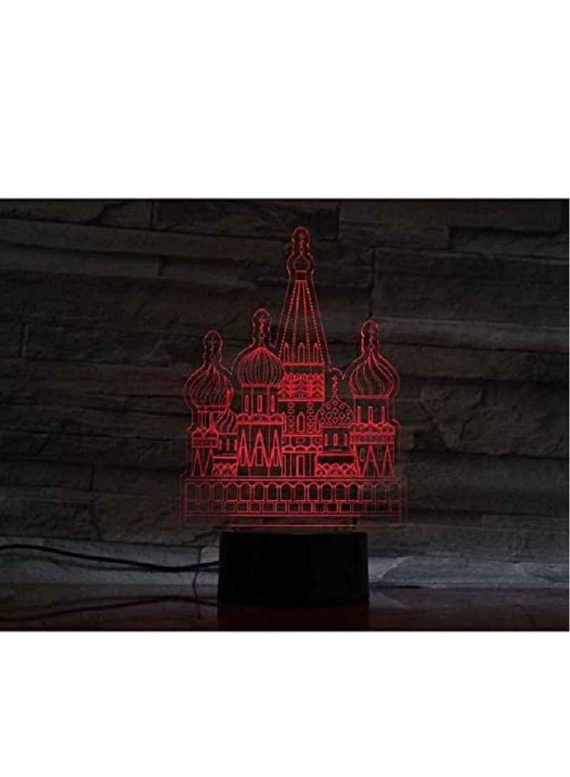 althiqahkey Kremlin Russia Famous Building Moscow Model Illusion 3D Colors Changing LED Lamp Luminous Toys Children  - Image 2