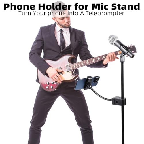 FPN Mic Stand Phone Holder, Flexible Phone Mount with 7.9" Removable Gooseneck for Microphone Music Stand, 360°Adjustable Phone Holder for iPhone 16 Pro Max, 15 Plus, All Smartphones - Image 2