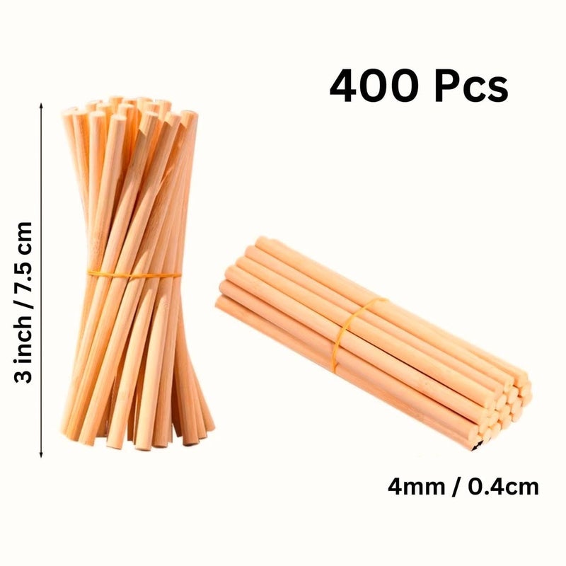 bloomax ® 400 Pieces Wooden Dowel Rod (4mm/ 3 inch) Unfinished Natural Hardwood Sticks, Round Craft Sticks,Wood Sticks for Crafting,Wooden Craft Sticks,Art Sticks for Crafts and DIYers(4mm, 400 Pcs) - Image 2