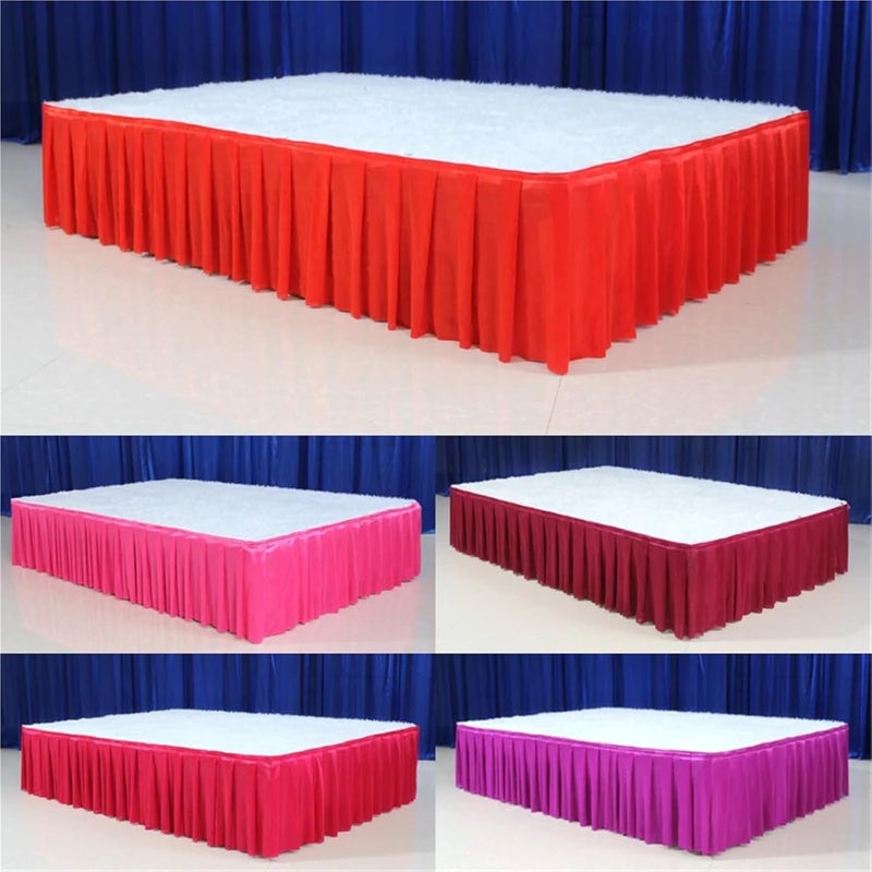 Table Skirt Fabric Table Skirts Party Pleated Wedding Tablecloth Cover Skirting Birthday(Color 11,H30xL300CM) - Image 1