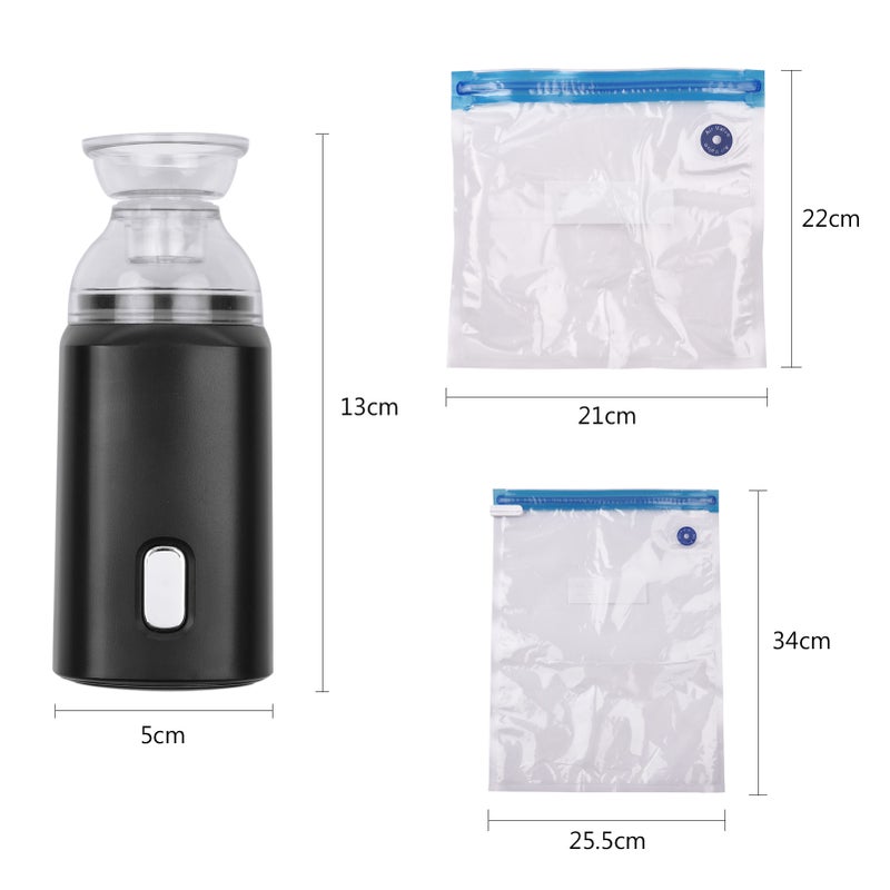 Electric Pump with Vacuum Storage Bags with USB Cable 5 Storage Bags Rechargeable Portable for Travel Home Use Save Space Black - Image 3