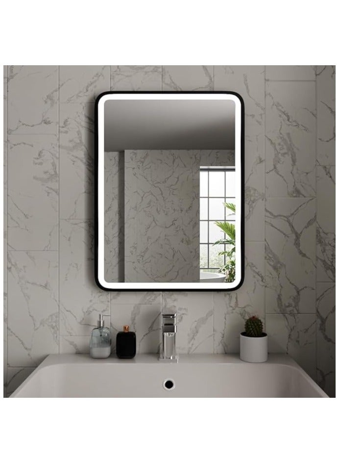 DANIM Bathroom LED Mirror with Frame Adjustable Light 3 Colors Memory Function Dimmable and Touch Control Dual Position Landscape or Portrait - Image 1