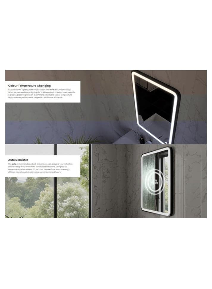 DANIM Bathroom LED Mirror with Frame Adjustable Light 3 Colors Memory Function Dimmable and Touch Control Dual Position Landscape or Portrait - Image 5