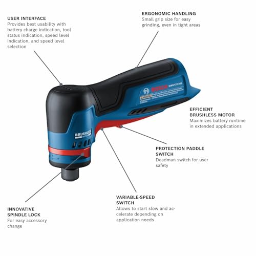Bosch GWG12V-20SN 12V Max Brushless 1/4 In. Right Angle Die Grinder - Image 2