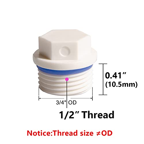Feelers 1/2" PT Outer Hex Male Threaded PPR Pipe Plug End Cap Garden Hose Water Tubing Stopper Prevent Leakage Choke Fitting, Pack of 5, White - Image 2