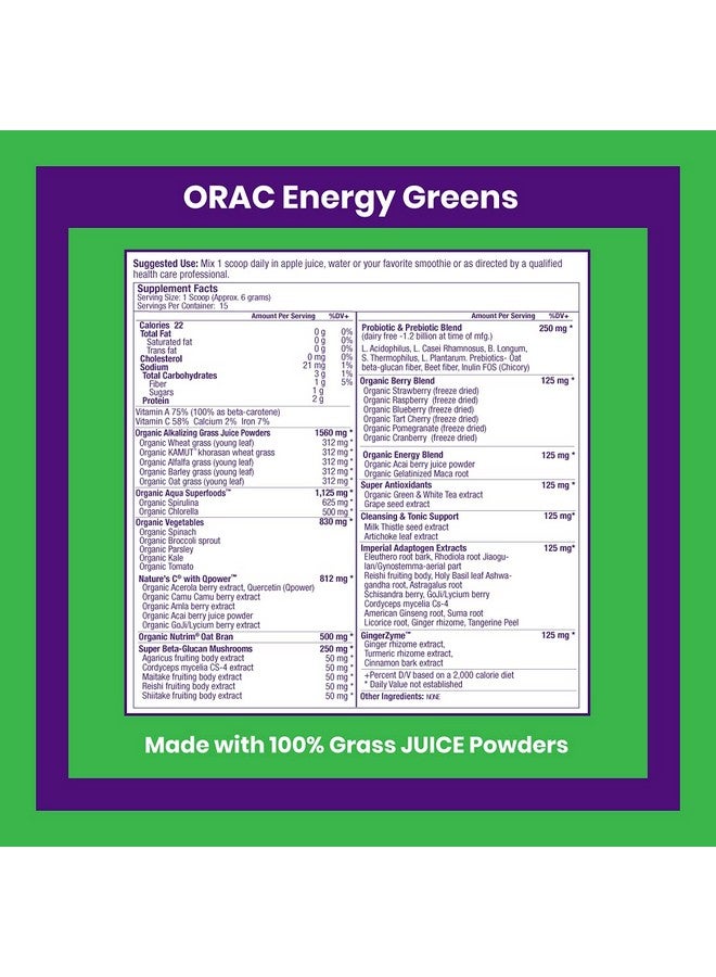 Paradise Herbs Orac Energy Greens Extract Organic Grass Juice Powder Non Gmo Gluten Free Keto Paleo Vegan 15 Servings - Image 3