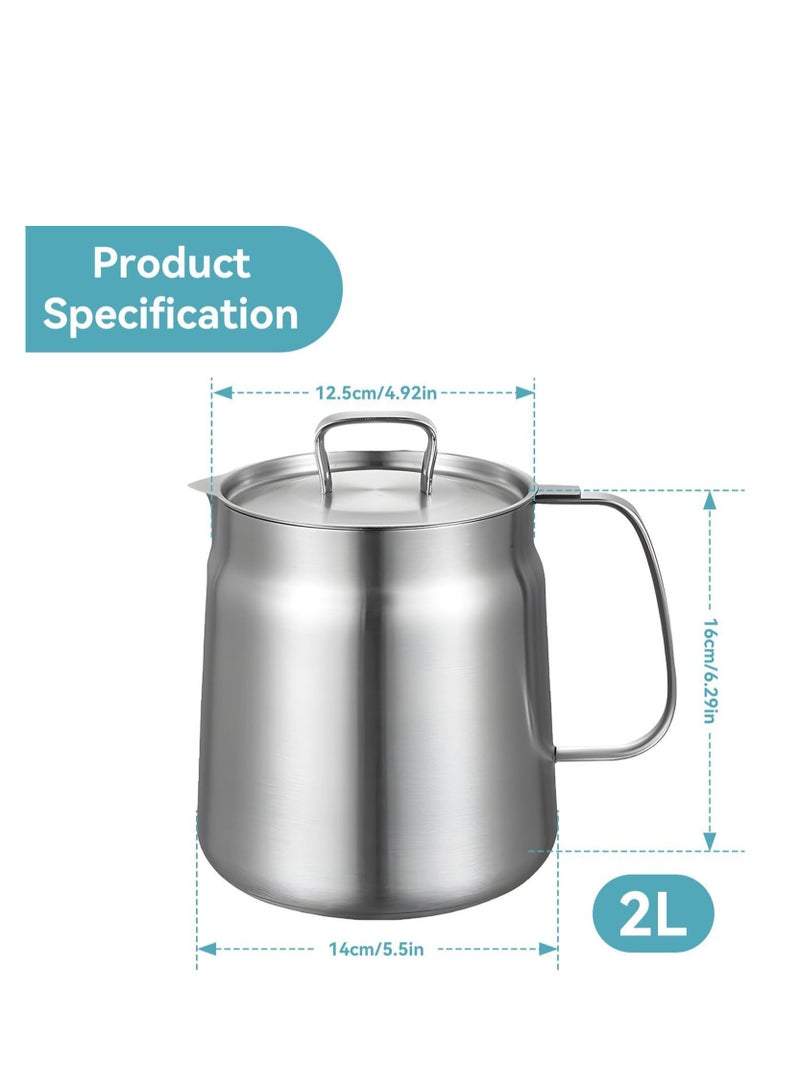 Flushrenic Stainless Steel Oil Filter Pot,Cooking Oil Container With Frying Basket, Kitchen Cooking Oil Container, Mini Deep Fryer with Basket.Large Capacity Versatile Oil Filter Vessel.Multifunctional 2 in 1 Oil Strainer Pot for Camping - Image 2