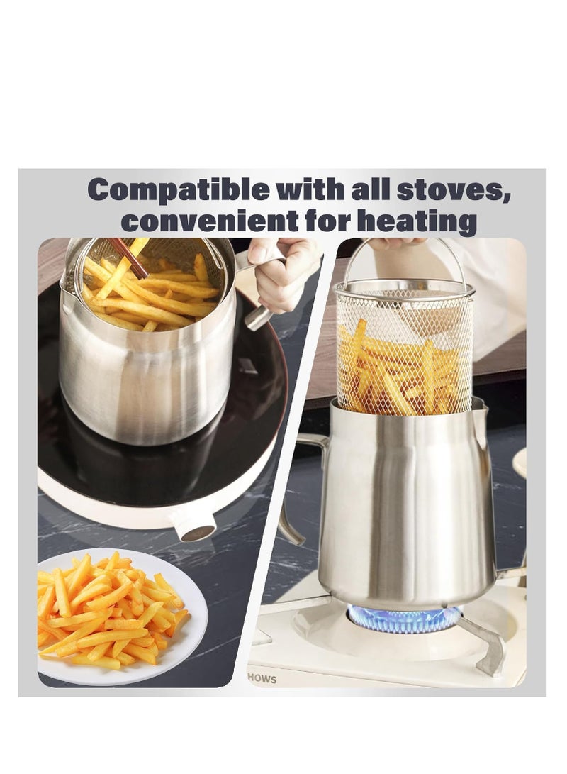 Flushrenic Stainless Steel Oil Filter Pot,Cooking Oil Container With Frying Basket, Kitchen Cooking Oil Container, Mini Deep Fryer with Basket.Large Capacity Versatile Oil Filter Vessel.Multifunctional 2 in 1 Oil Strainer Pot for Camping - Image 5