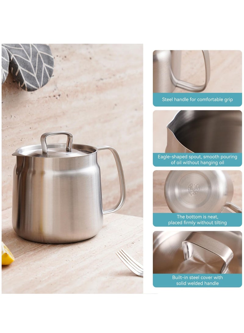 Flushrenic Stainless Steel Oil Filter Pot,Cooking Oil Container With Frying Basket, Kitchen Cooking Oil Container, Mini Deep Fryer with Basket.Large Capacity Versatile Oil Filter Vessel.Multifunctional 2 in 1 Oil Strainer Pot for Camping - Image 4