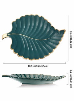 Y&D Ceramic Leaf Dish, Jewelry Trays Trinket Dish Ring Aesthetic Candy Plate Snack Shaped Room Decor (Green)  - Image 5