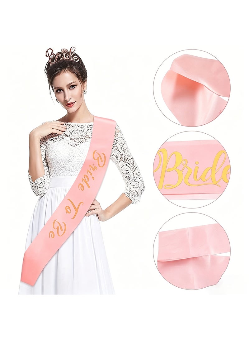 LuckSa Bride to Be Decoration Set - Sash, Headband Tiara, Veil With Comb, Stickers, Corsages, Pre-Strung Banner, Gifts for Wedding (Pink) - Image 5