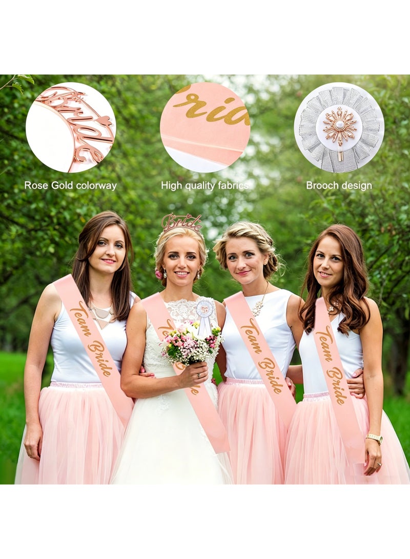 LuckSa Bride to Be Decoration Set - Sash, Headband Tiara, Veil With Comb, Stickers, Corsages, Pre-Strung Banner, Gifts for Wedding (Pink) - Image 4