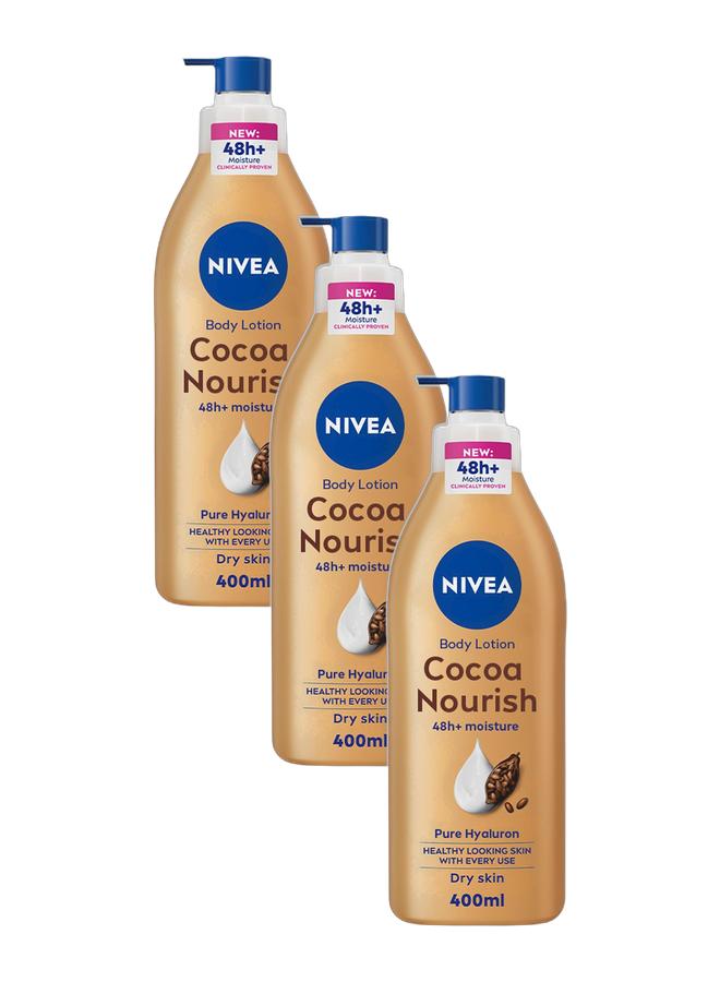 Nivea لوشن الجسم كاكاو مغذي 48+ رعاية مكثفة بالترطيب 400 مل عبوة من 3 - Image 1