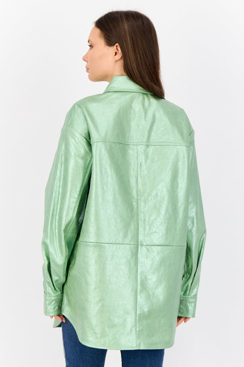 ESPRIT Women Solid Jacket Shirt, Green - Image 4