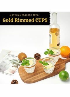 Excefore Gold Rimmed Glitter Cups 9 Oz, Gold Glitter Cups, Gold Plastic Cups For Wedding Reception With Rim , Gold Disposable Cups, Gold Rimmed Plastic Cups, Plastic Cups Disposable, Gold Cups 25Pcs  - Image 4
