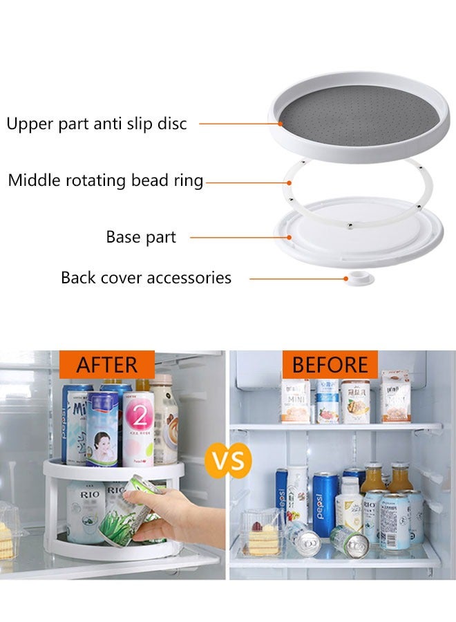 وهاواي 2 Tier Plastic Round Turntable Cabinet Organizer Diameter 25cm, 360 Degree Non Skid Rotating Spice Rack Organizer for Pantry Cabinet, Kitchen, Countertop, Vanity Display Stand, White/Gray - Image 5