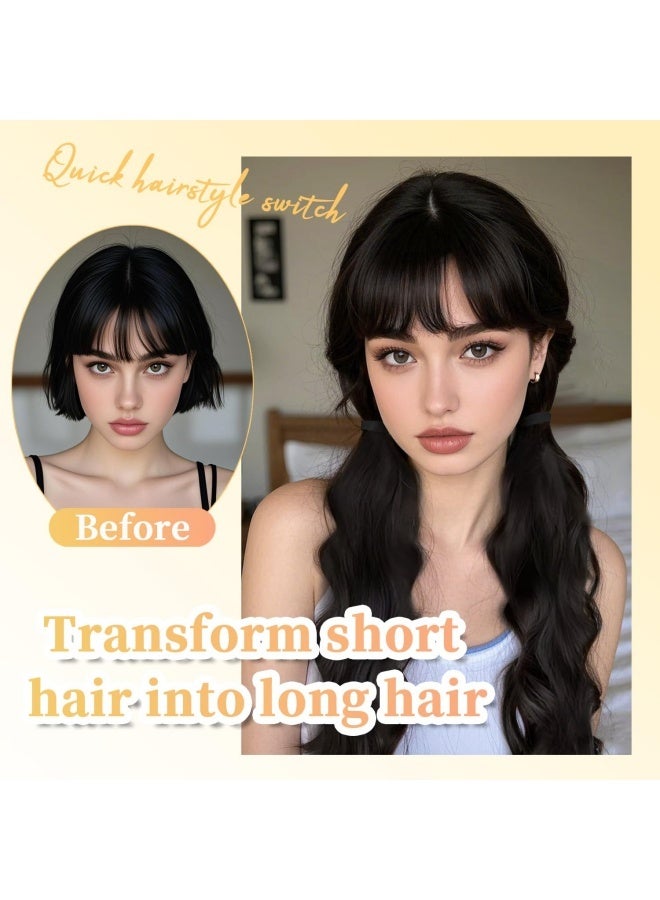 1 Pair Curly Ponytail Extension with Hair Tie,Natural Black,Synthetic Hair Pieces, 17 Inch Wave, Fake Ponytail Wigs, Accessories - Image 4