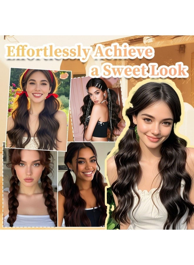 1 Pair Curly Ponytail Extension with Hair Tie,Natural Black,Synthetic Hair Pieces, 17 Inch Wave, Fake Ponytail Wigs, Accessories - Image 5