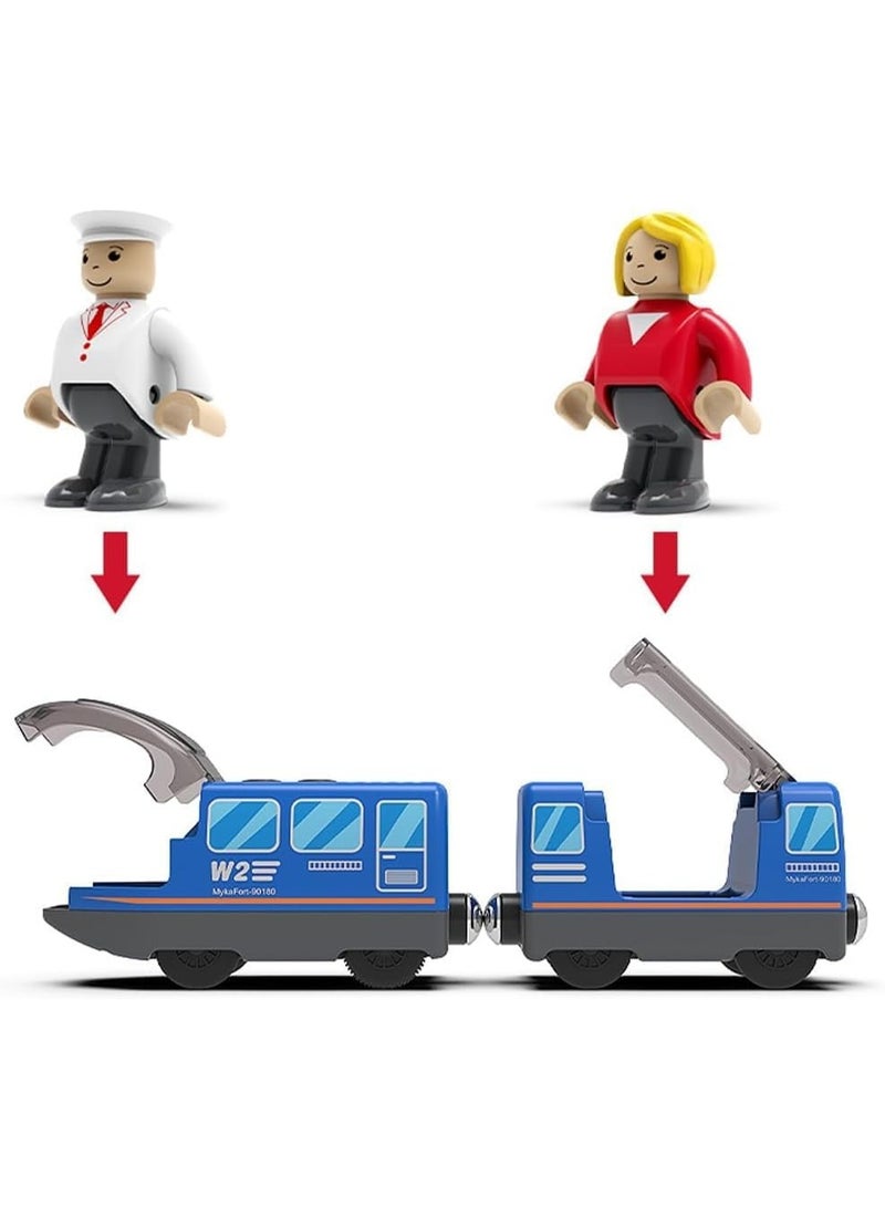 هالامودو قطار البناء التعليمي للأطفال قطار اللعب الكهربائي القطار اتصال مغناطيسي لسهولة التجميع متوافق مع مسارات توماس/بريو/ايكيا الخشبية للأمام/الحركة العكسية واللعب بالموسيقى يعزز تنسيق العين باليد التطور الحسي والإدراكي يتطلب بطاريات 2xAAA نموذج واقعي ترفيعي لألعاب الآباء والأطفال - Image 3