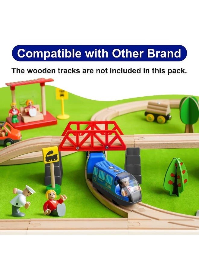 هالامودو قطار البناء التعليمي للأطفال قطار اللعب الكهربائي القطار اتصال مغناطيسي لسهولة التجميع متوافق مع مسارات توماس/بريو/ايكيا الخشبية للأمام/الحركة العكسية واللعب بالموسيقى يعزز تنسيق العين باليد التطور الحسي والإدراكي يتطلب بطاريات 2xAAA نموذج واقعي ترفيعي لألعاب الآباء والأطفال - Image 5
