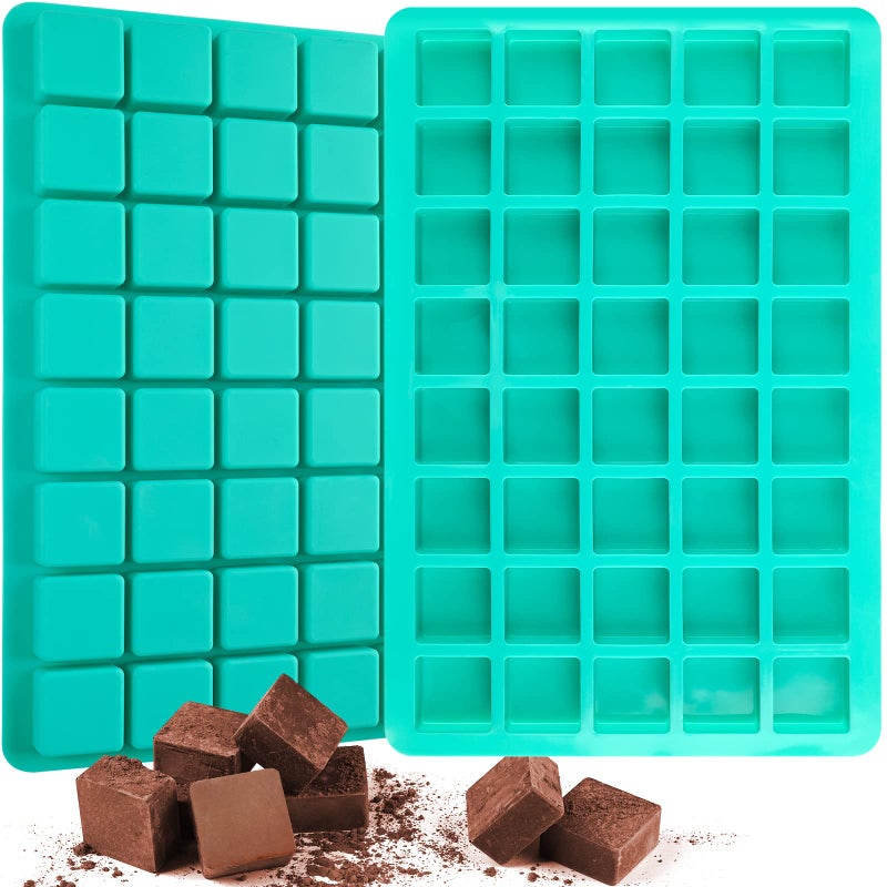 Sakolla 2 Pack Caramel Candy Molds, 40 Cavities Square Cube Silicone Molds for Chocolate, Candy, Ice Cubes, Gummy, Ganache, Jelly, Truffles - Image 1