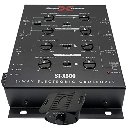 XtremeVision SoundXtreme ST-X300 3 Way Electronic Car Stereo Crossover Dash Mount Bass Knob Remote Frequency Response 10Hz-30kHz Including Power Adapter Connector 60dB Separation - Image 2