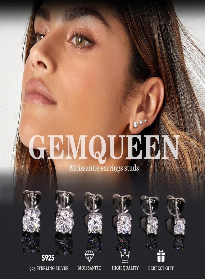 GEMQUEEN Moissanite Earrings Studs Hypoallergenic 14K Gold Plated Flat Back Earring Sterling Silver Earrings for Women Men - 3 Pairs Earring Set Cartilage Helix Piercing Jewelry D Color VVS1 1.8CT - Image 3