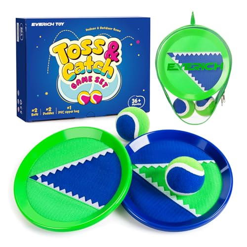EVERICH TOY EVERICH Upgraded Toss and Catch Ball Game Set Indoor and Outdoor Games for Kids 312 Beach Sand Pool Water Toy Includes 2 Paddles 2 Sticky Balls Great Birthday Easter Gifts for Boys Girls - Image 1