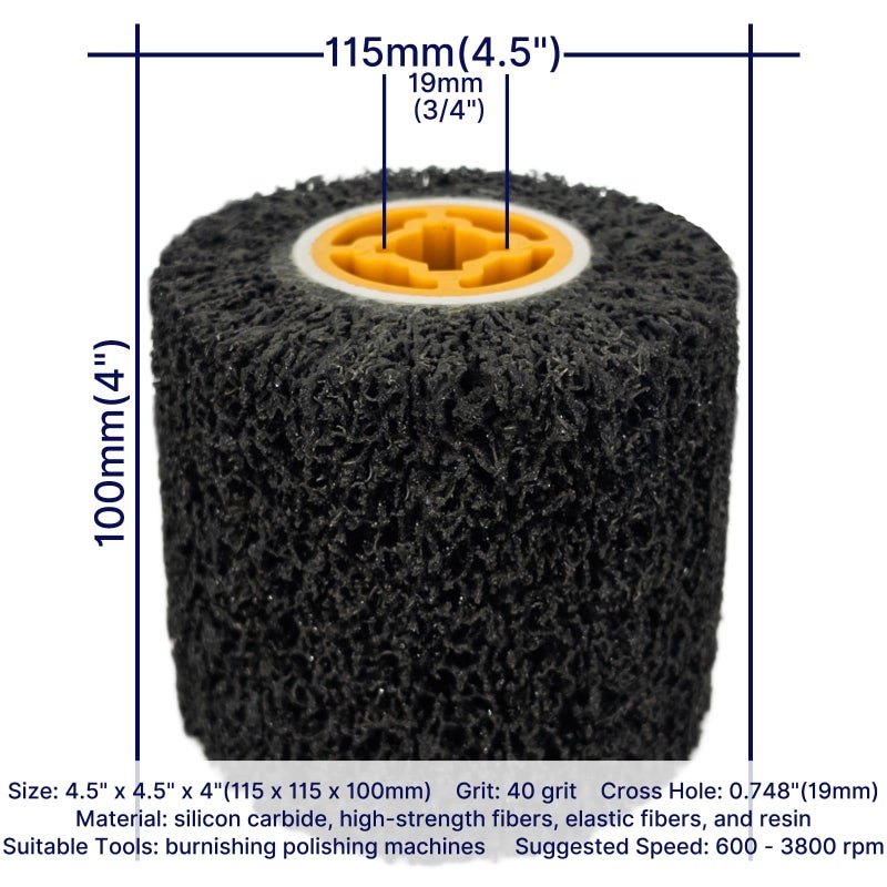 JONAS C 2 Pcs Burnishing Wheel 40 Grit Stripping Drum, 4.5" x 4" Abrasive Drawing Wheel Drum, Surface Conditioning Tool Drum for Metal, Wood, Plastic - Image 5