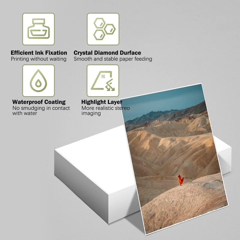 إي سي في في ورق صور A4 Rc عالي اللمعان للطابعات، ورق طباعة الصور 210*297 مم أبيض لامع (20 ورقة) - Image 2