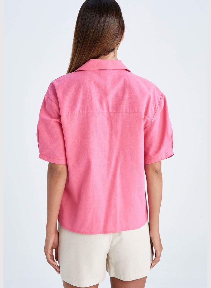 DeFacto Oversized Fit Linen Look Long Sleeve Shirt - Image 4