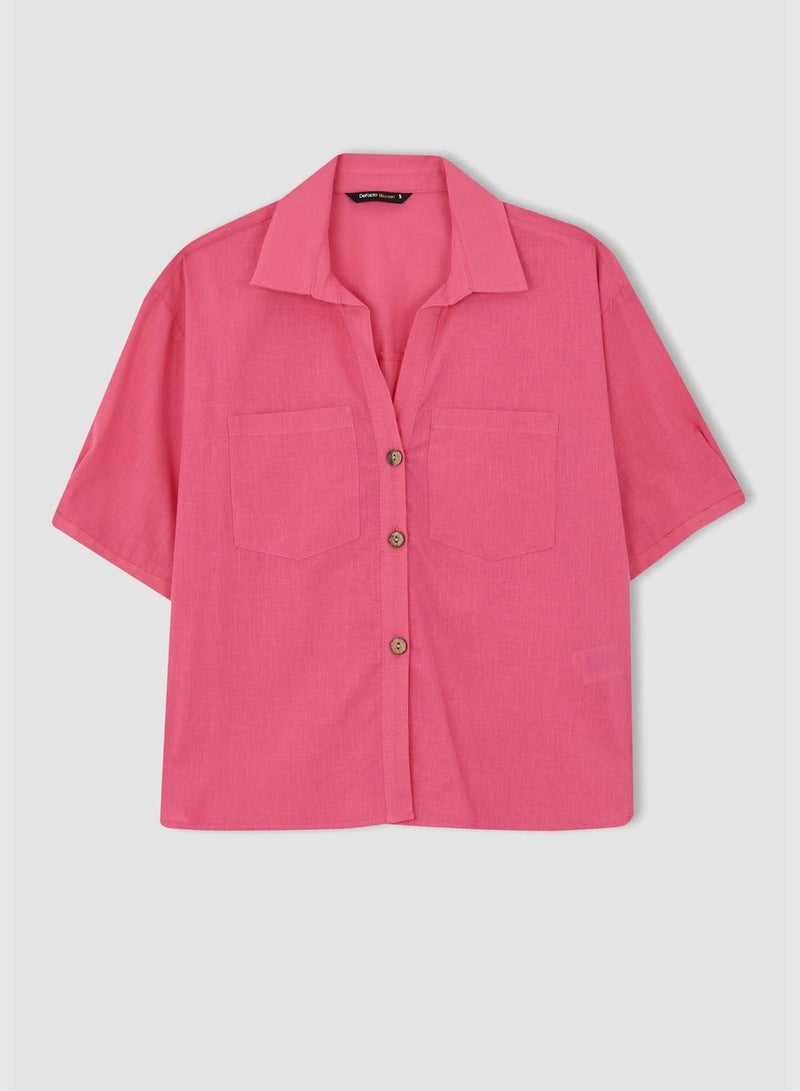 DeFacto Oversized Fit Linen Look Long Sleeve Shirt - Image 5