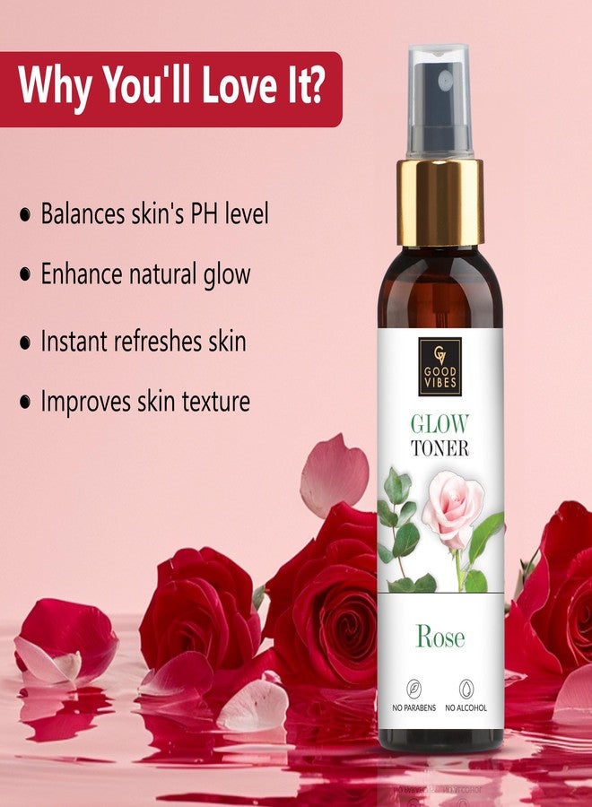 Good Vibes Rose Glow Toner 120 ml, Hydrating Light Weight Anti Ageing Nourishing Moisturizing Brightening Revitalising for All Skin Types, Natural, No Alcohol, Parabens & Sulphates, No Animal Testing - Image 3