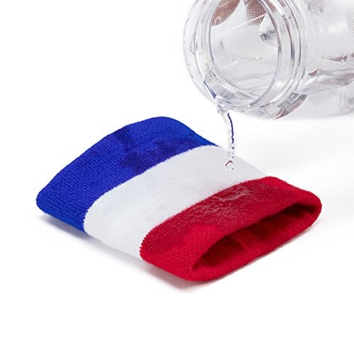 BEFORYOU Striped Sweatbands Set, Sports Headband and Wristbands Sweatbands Sock Set Colorful Cotton Striped Sweatband American Flag Style for Men and Women (Red White and Blue-2) - Image 5