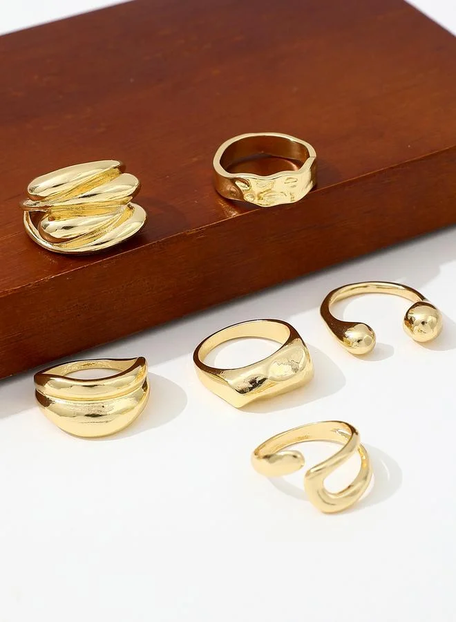 Take Two  Take Two Set of 6 - Gold Statement Rings for Women | Best Price UAE