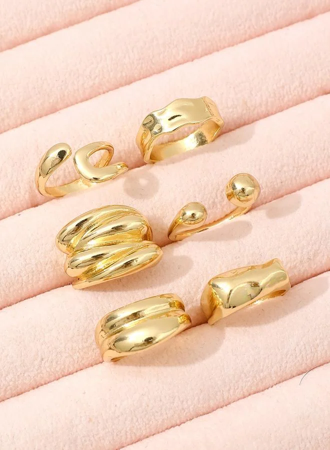 Take Two  Take Two Set of 6 - Gold Statement Rings for Women | Best Price UAE