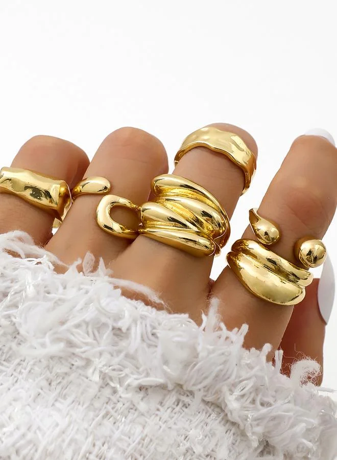 Take Two Take Two Set of 6 - Gold Statement Rings