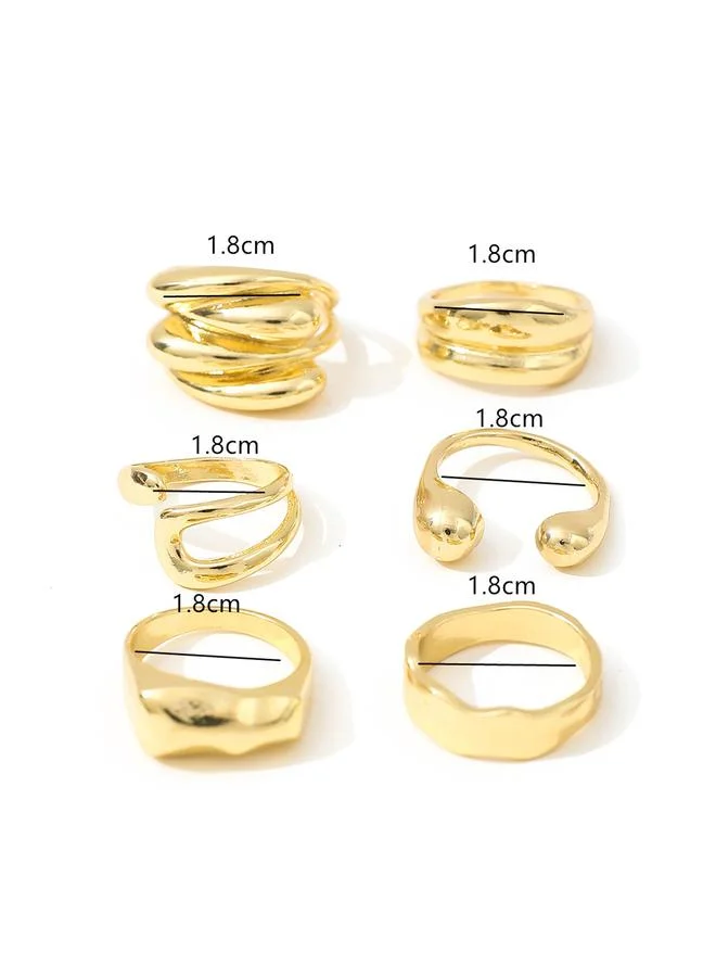 Take Two  Take Two Set of 6 - Gold Statement Rings for Women | Best Price UAE